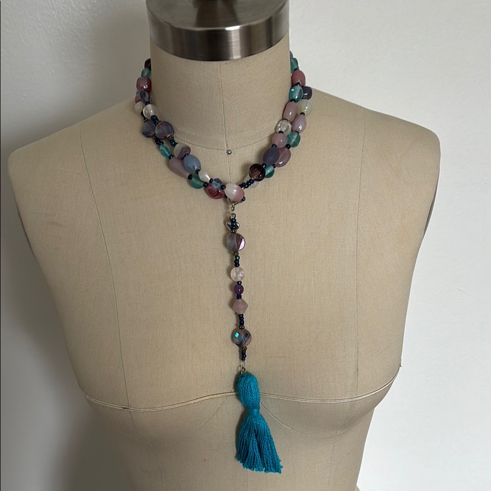 Beaded Necklace with Tassel